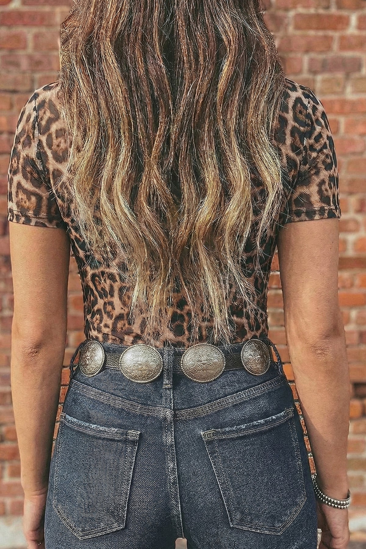 Printed Mesh Short Sleeve Top