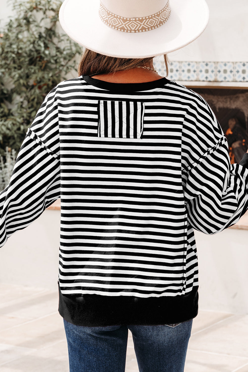 Orange Stripe Drop-Shoulder Top