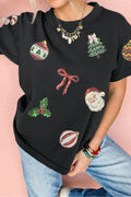 Black Christmas Sequin Graphic Tee