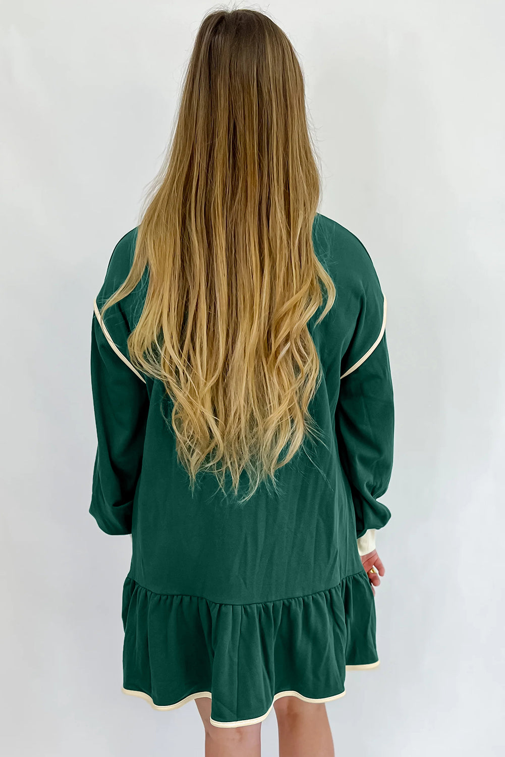 Evergreen Ruffle-Hem Mini Dress