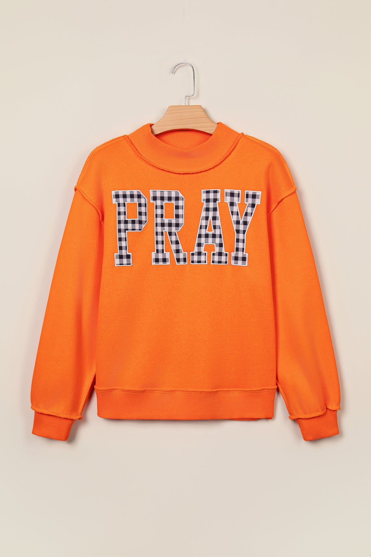 Coffee PRAY Polka Dot Embroidered Mock Neck Sweatshirt