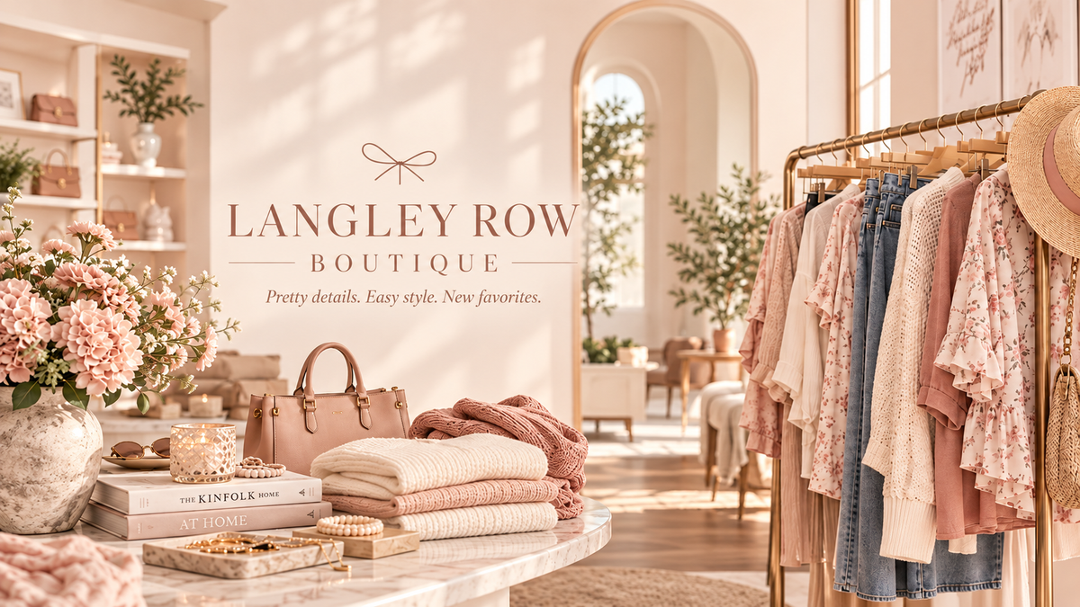Langley Row Boutique blush feminine storefront hero banner
